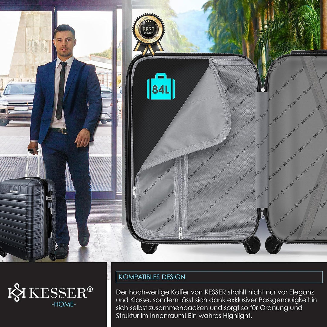 KESSER® Reisekoffer Mittlerer Hartschalen-Koffer Inkl. Kofferwaage + Gepäckanhänger Trolley Gepäck R