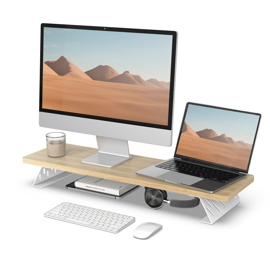 Fenge Dual Monitorständer mit Modernen Metallfüssen Multifunktionaler Bildschirmständer für Computer