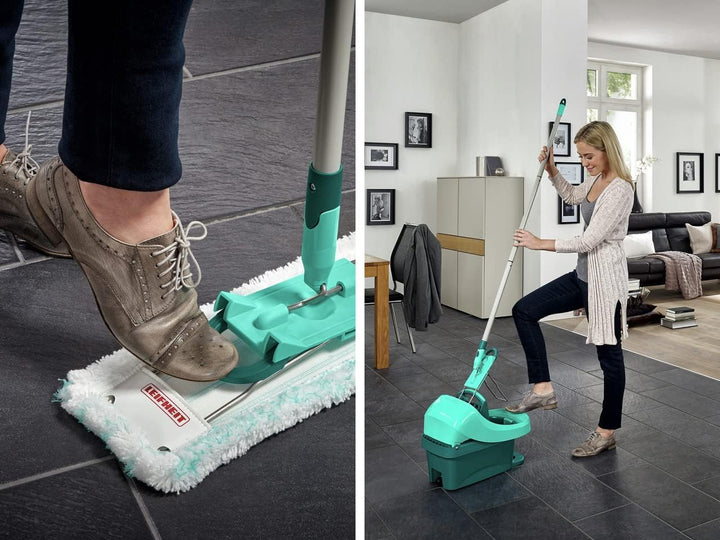 Leifheit Set Wischtuchpresse Profi XL mit Bodenwischer und Rollen inkl. Ersatzbezug Profi micro duo