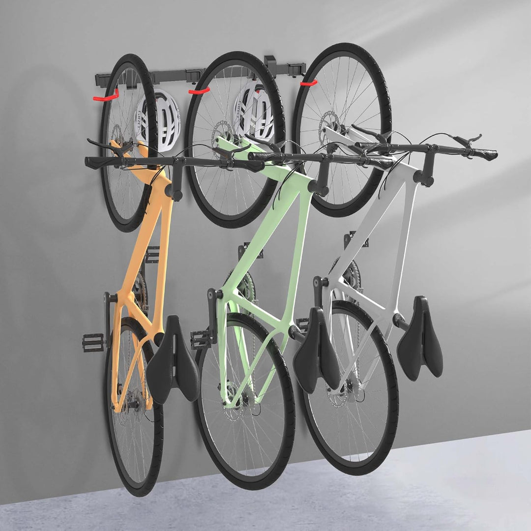 Wiltec Fahrrad Wandhalterung für 3 Fahrräder 82,4 x 18 x 13,6 cm bis 95 kg, Universal Fahrradhalteru