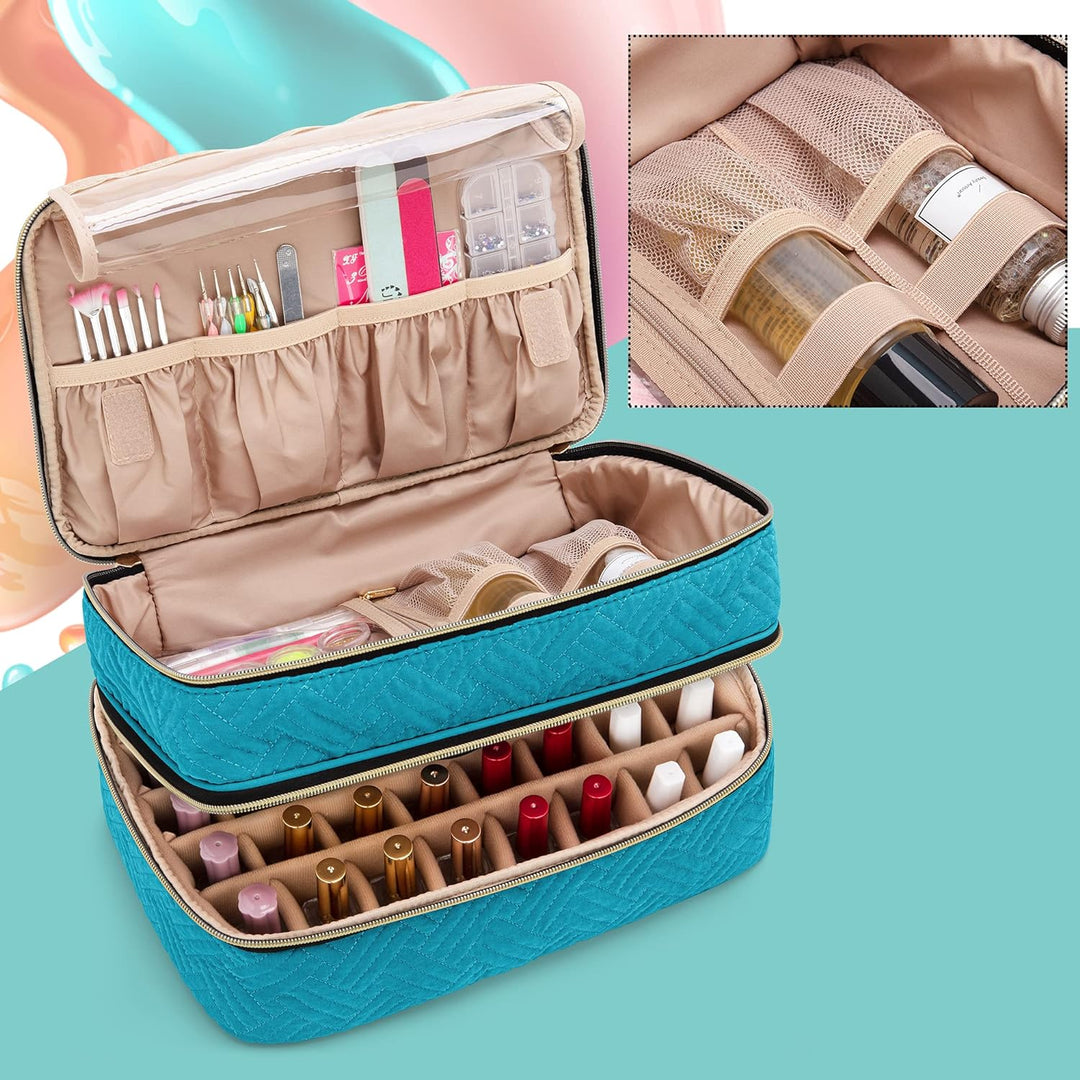 BAFASO Nagellack Aufbewahrung, Nagellack Organizer Tasche für 40 Flaschen(bis zu 15 ML), Doppelschic