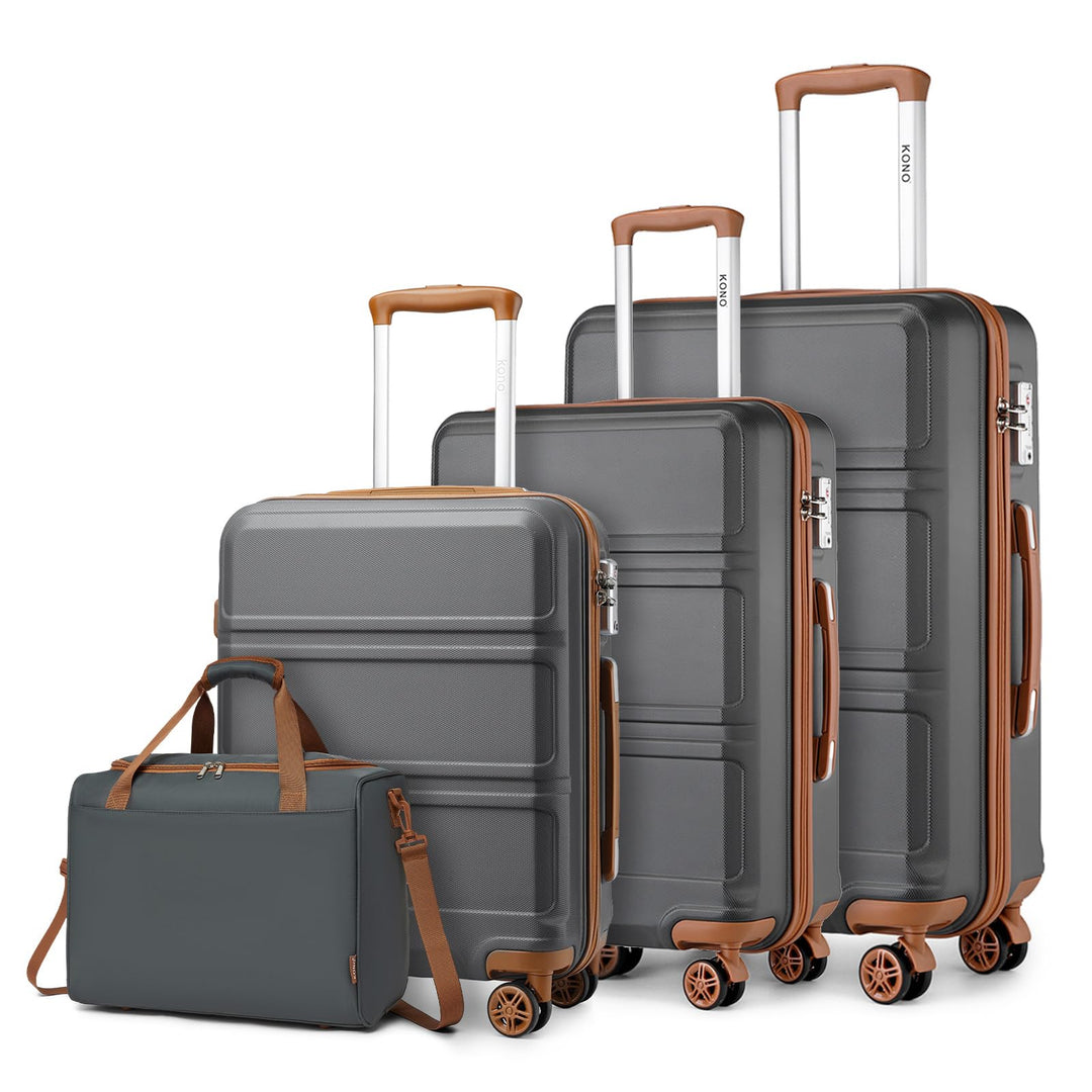 KONO Hartschalekoffer Set 4 Teilig mit Ryanair Reisetasche 40x30x20cm | Leichte Komplettes Reise Set
