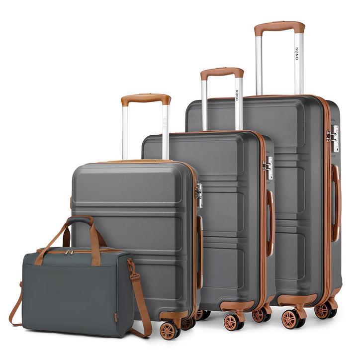 KONO Hartschalekoffer Set 4 Teilig mit Ryanair Reisetasche 40x30x20cm | Leichte Komplettes Reise Set