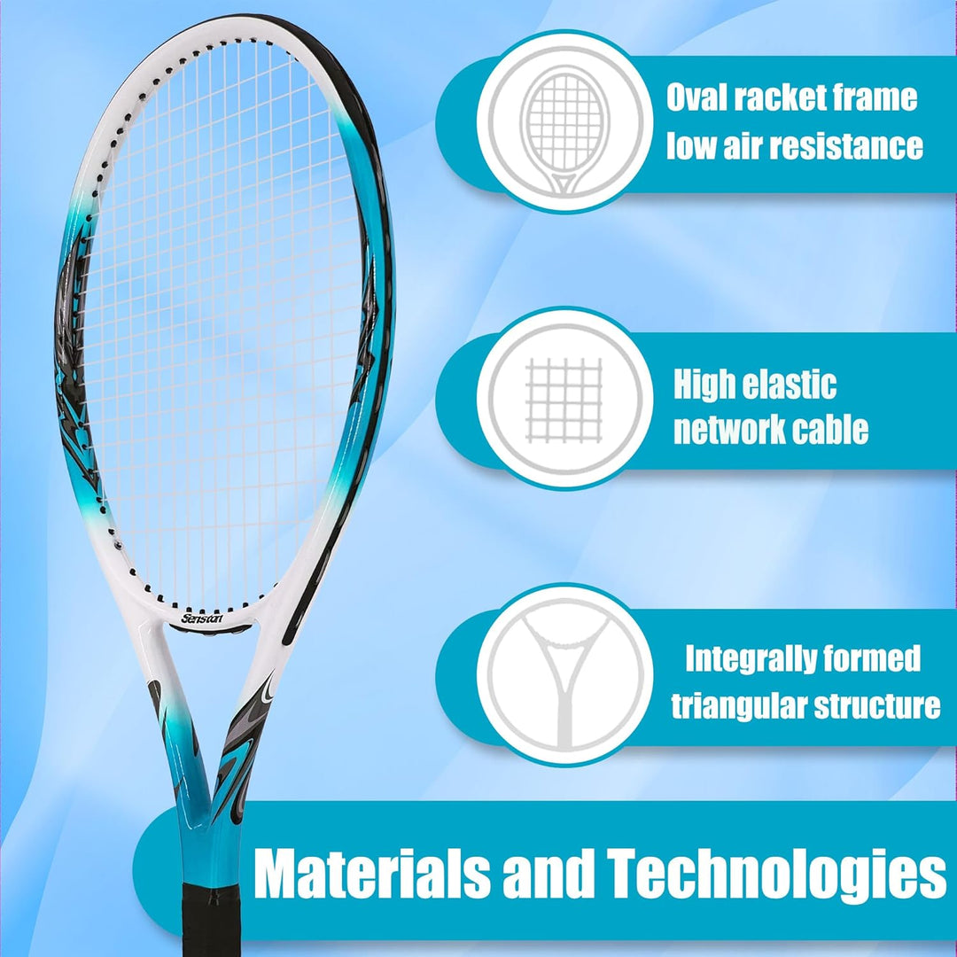 Senston Tennisschläger 68,6 cm, Professioneller Training Tennis Racket für Damen Herren blue 27 inch