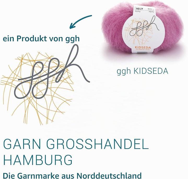 ggh Kidseda Box - 6 Knäuel - Mohairwolle mit Seide zum Stricken - Farbe 209 - Rosameliert, 209 - Ros