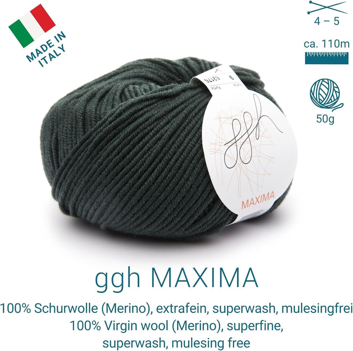 ggh Maxima Box - 6x50g (insgesamt 300g) Merinowolle extrafein und maschinenwaschbar - Nadelstärke 4-