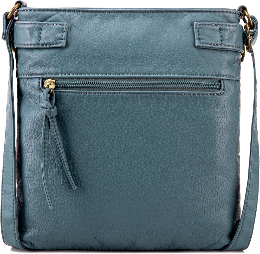 Montana West Damen Echtes Leder Tragetasche, Klassisch-blaue Jeans