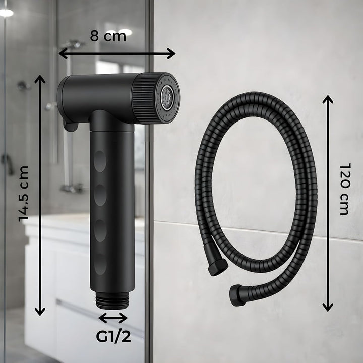WC Handbrause mit Filter, wassersparende Intimdusche – schwarze Toilettendusche für Toilette mit 2 S