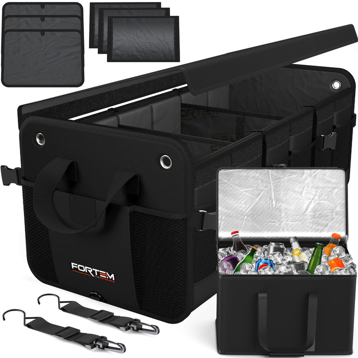FORTEM Kofferraum Organizer, Kofferraumtasche, Zusammenklappbarer Auto Organizer Kofferraum mit Fäch