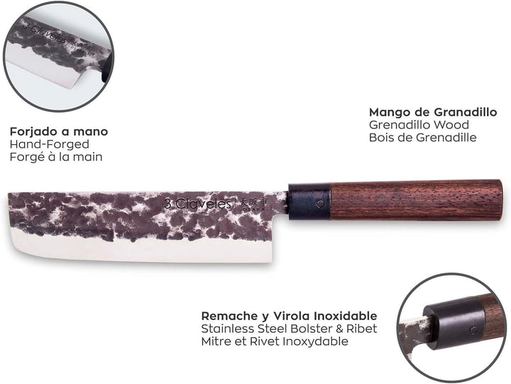 3 Claveles Osaka Japanisches Usuba Messer 18 cm Holz