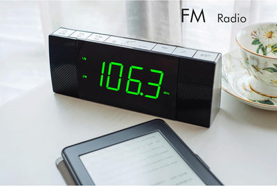 iTOMA radiowecker mit Bluetooth Lautsprecher, Dimmbare Jade Green LED Anzeige, FM Radio mit Sleep Ti