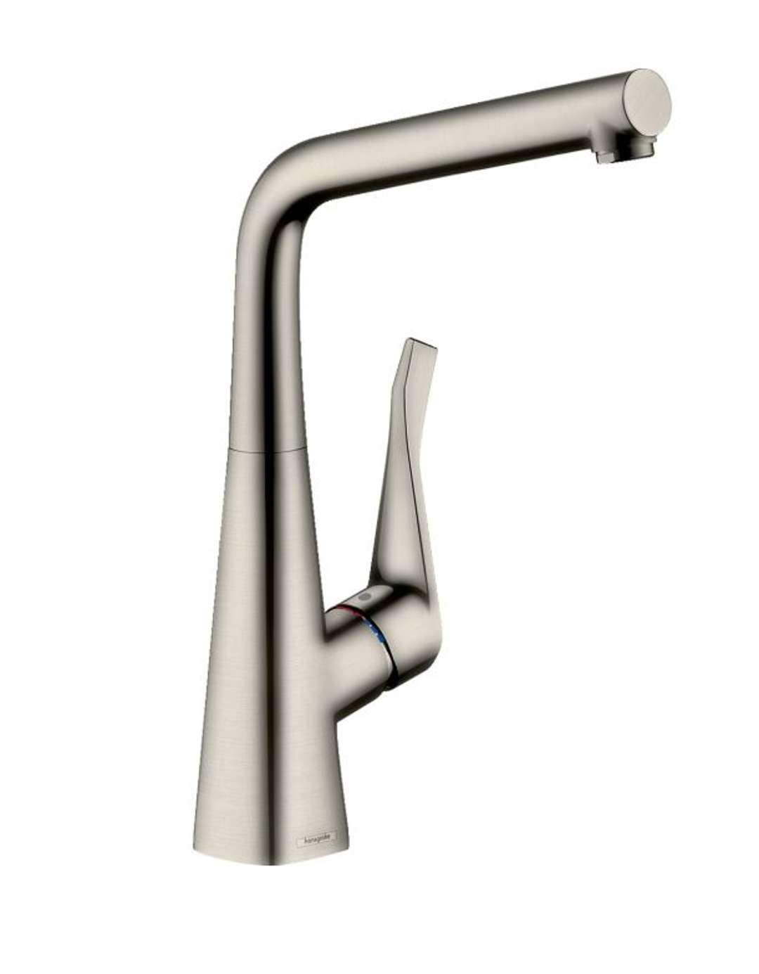 hansgrohe Metris Einhebel-Küchenarmatur, Komfort-Höhe 320mm mit Schwenkauslauf, Edelstahl Finish