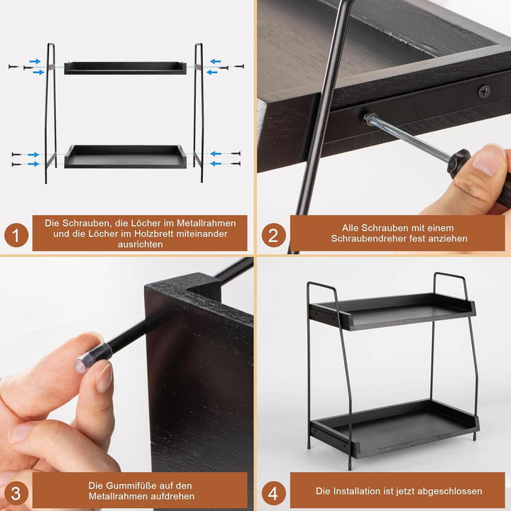 ANBOXIT Kaffee Organizer, Kaffeebar Zubehör Organizer Holz, Kaffee Aufbewahrung für Kaffeestation, A