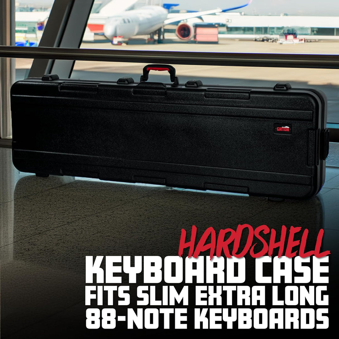 Gator Cases Hartschalen Flight Case für schlanke, extra lange 88-Tasten-Keyboards mit TSA-zugelassen