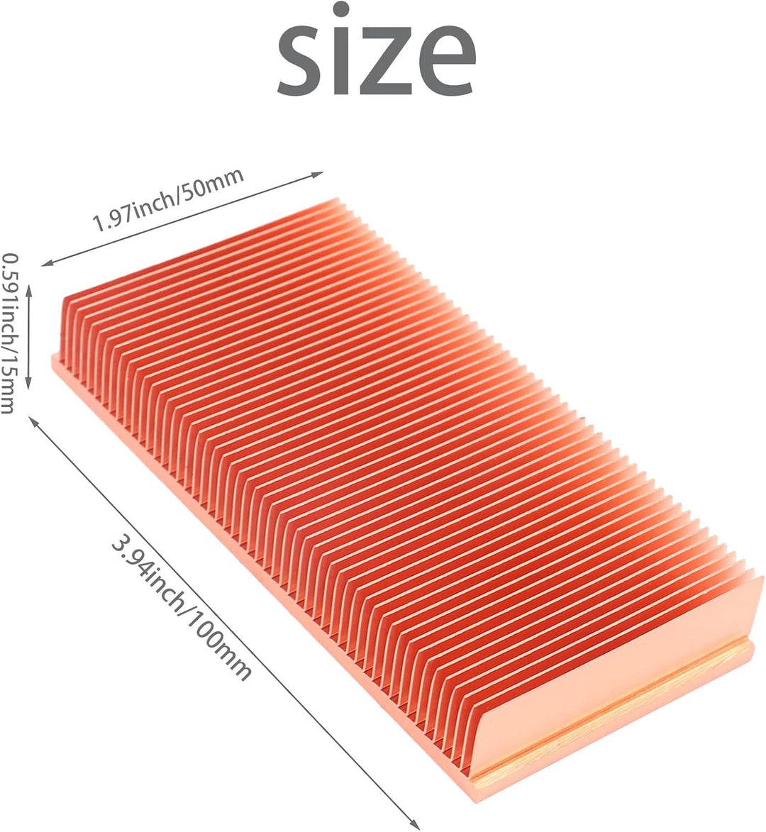 KupferküHlköRper 100X50X15Mm Skiving Fin KüHlköRper KüHler für Elektronischen RAM Chip LED VGA KüHle