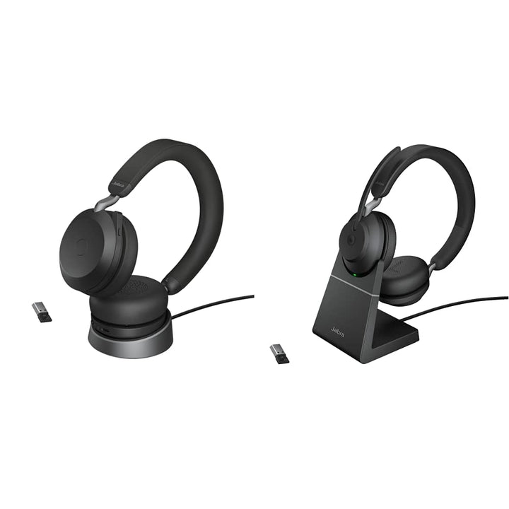 Jabra Evolve2 75 Wireless PC Headset(USB-A and UC) & Evolve2 65 Wireless PC Headset with Charging St