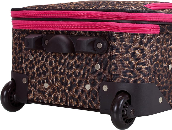 Rockland Jungle Softside Gepäck-Set, pink Leopard, 4-Piece Set (14/29/24/28), Jungle Softside Gepäck