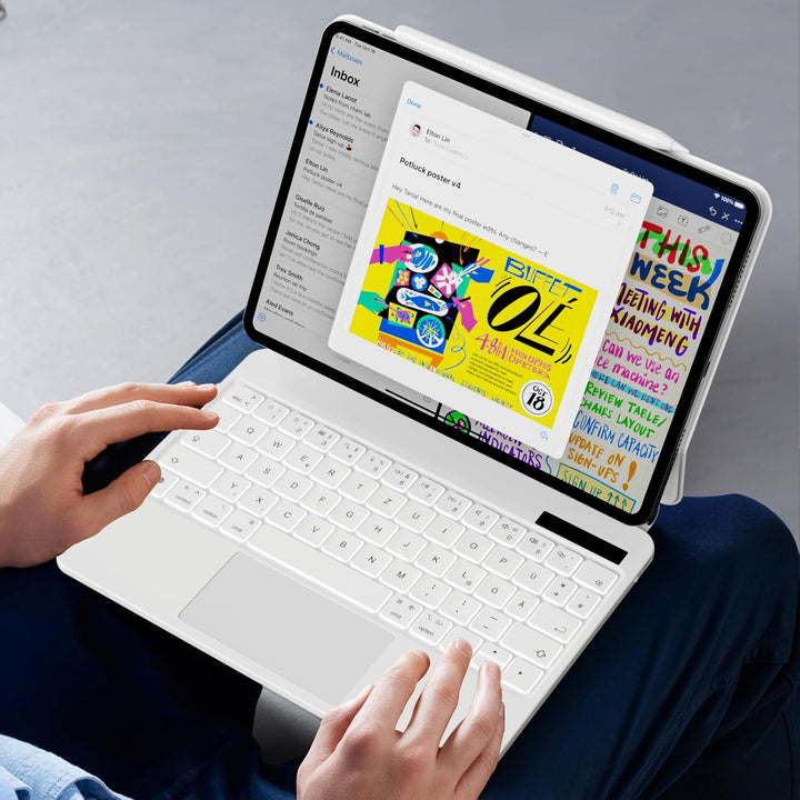 Hülle Tastatur für iPad 11. Gen 2025 / iPad 10. Gen 2022, Weiss | Bluetooth-Tastatur mit Touchpad fü