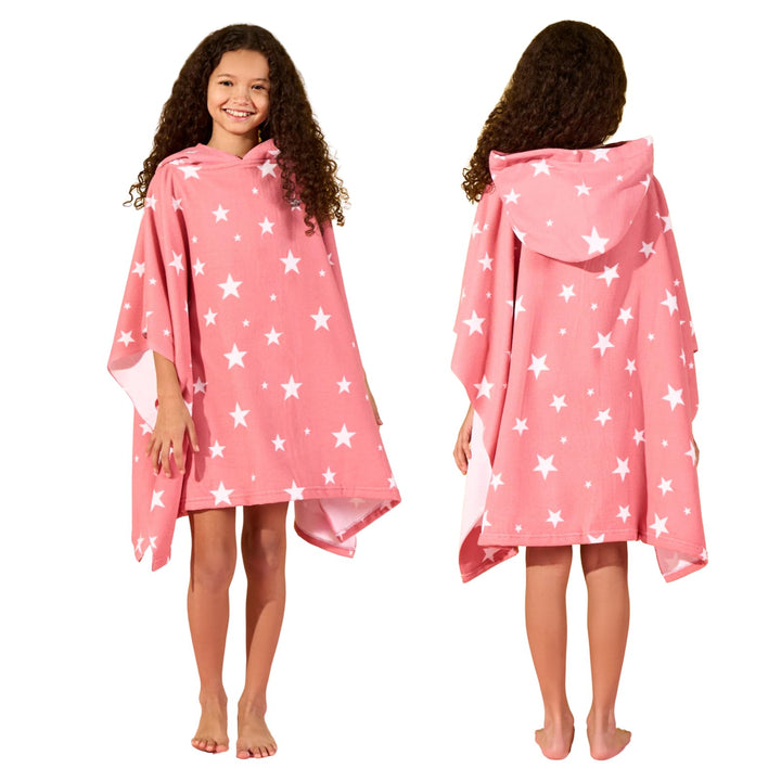 DREAMSCENE Kinder Poncho Handtuch mit Kapuze, Schwimmbad-Wickelmantel, schnell trocknend, weiche Mik