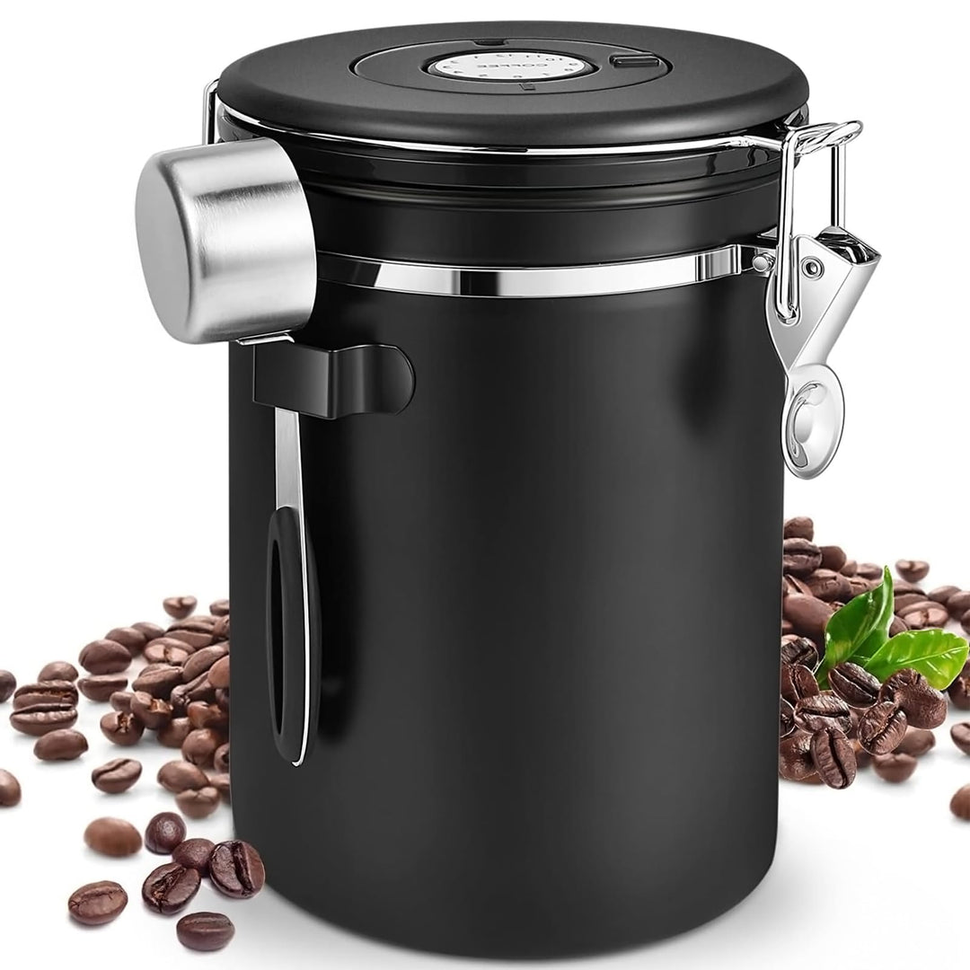 ZONJIE Kaffeedose luftdicht - 2,8L Edelstahl Kaffeebohnenbehälter 1kg Vakuum Kaffeebohnen Vorratsdos