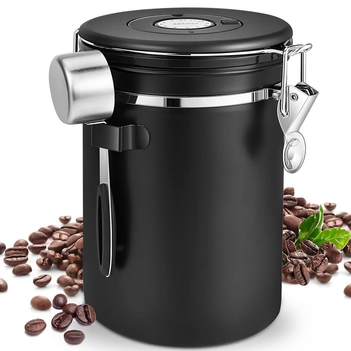 ZONJIE Kaffeedose luftdicht - 2,8L Edelstahl Kaffeebohnenbehälter 1kg Vakuum Kaffeebohnen Vorratsdos