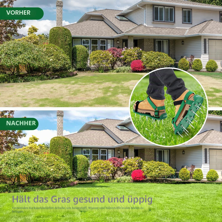 Ohuhu Rasenlüfter Schuhe Nagelschuhe mit Schaufel Kostenlose Installation, Rasenbelüfter Aerifiziere