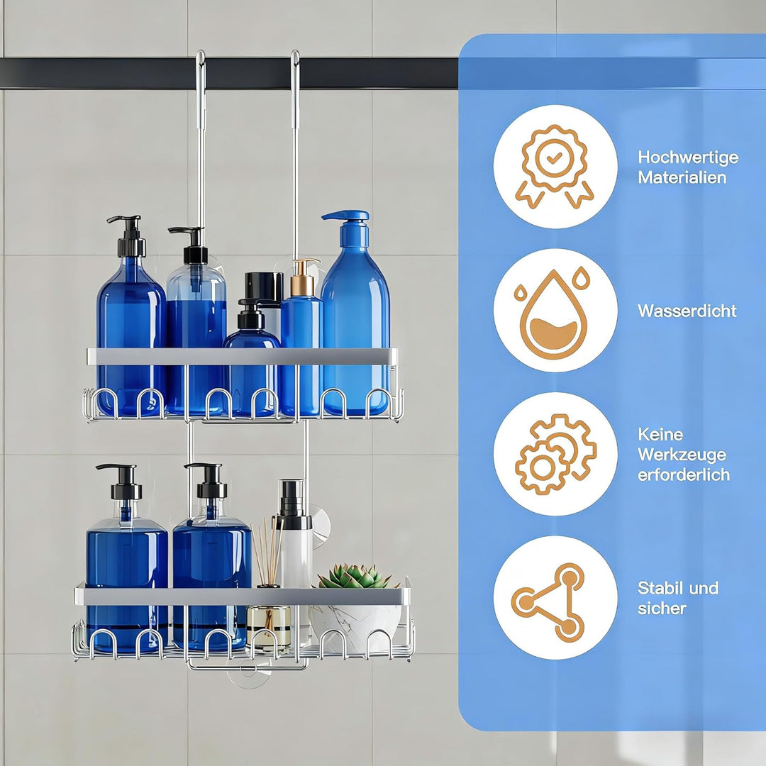 HouseUp Duschablage Zum Hängen Duschregal Ohne Bohren Shampoo Halterung Für Dusche Glastür (weniger