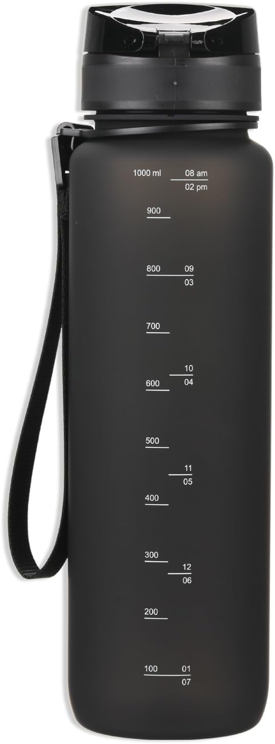 720°DGREE Trinkflasche 1l “uberBottle“ abnehmbare Schlaufe +Motivationsskala, Sieb - Auslaufsicher,