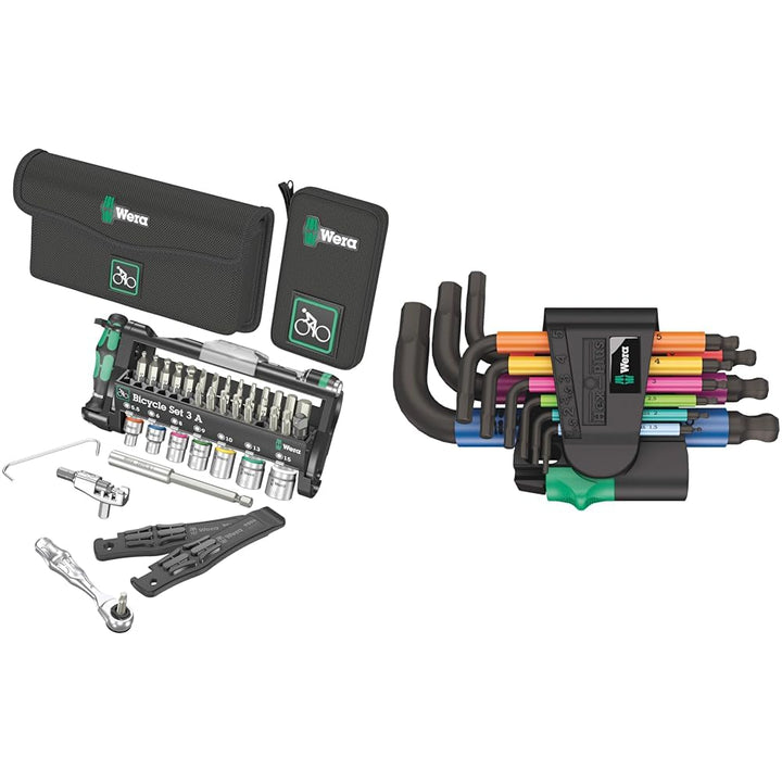 Wera 05004183001 Bicycle Set 3 A & 05133164001 950/9 Hex-Plus Multicolour 2 Winkelschlüsselsatz, met