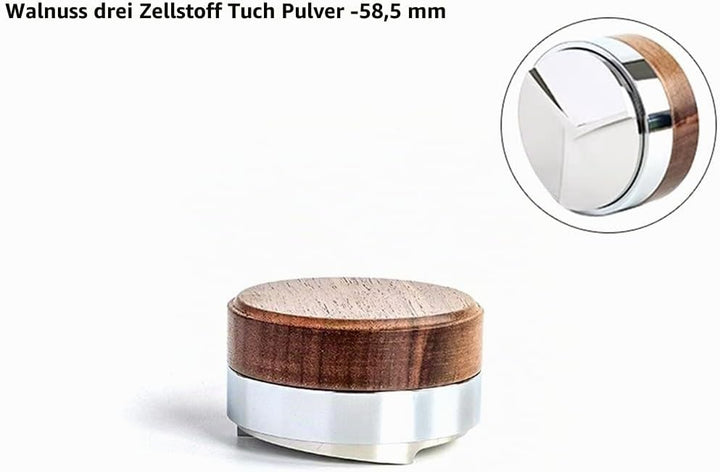 58,5 mm Kaffeestampfer, Kaffeeverteiler-Werkzeug, Walnuss-Abdeckung, Espresso-Leveler, Passend für S