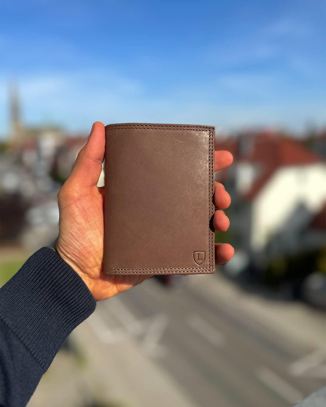 iClassy Hochformat - Echtleder Geldbörse handgemacht und doppelt genäht Portemonnaie mit Münzfach un