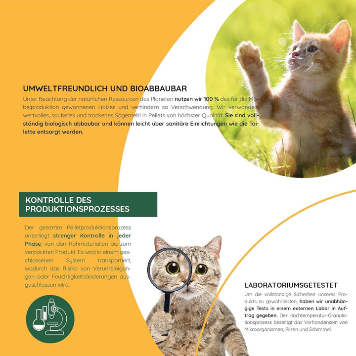 Katzenstreu 5 kg - Holzstreu für Geruchs und Feuchtigkeitskontrolle - Öko 100% Kieferholz - Komposti