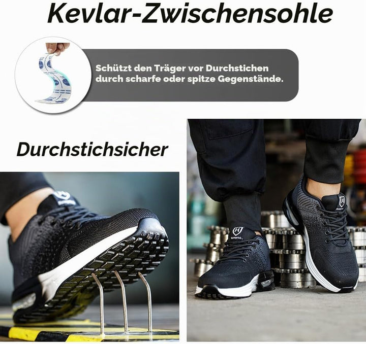 Arbeitsschuhe Leicht Herren Sicherheitsschuhe Damen rutschfest Sportlich Stahlkappenschuhe Atmungsak