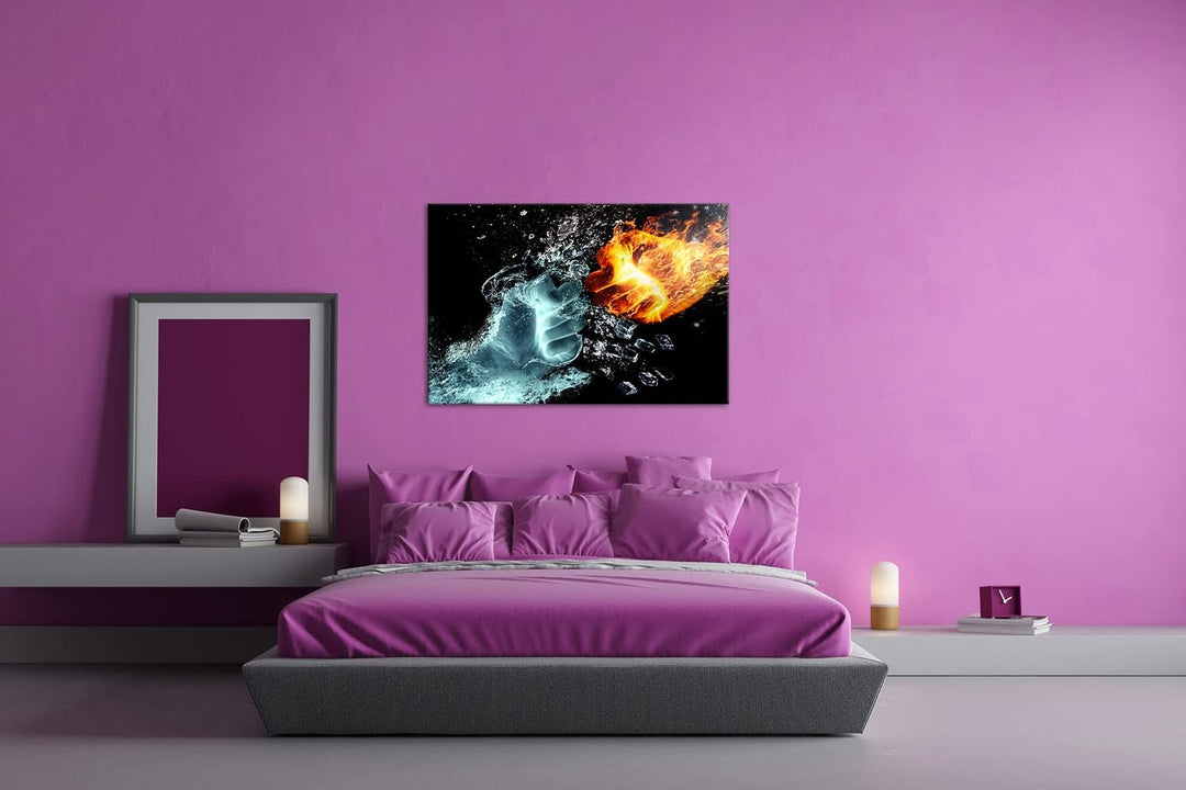 deyoli Feuer und Wasser prallen zusammen Format: 60x40 cm als Leinwandbild, Motiv fertig gerahmt auf