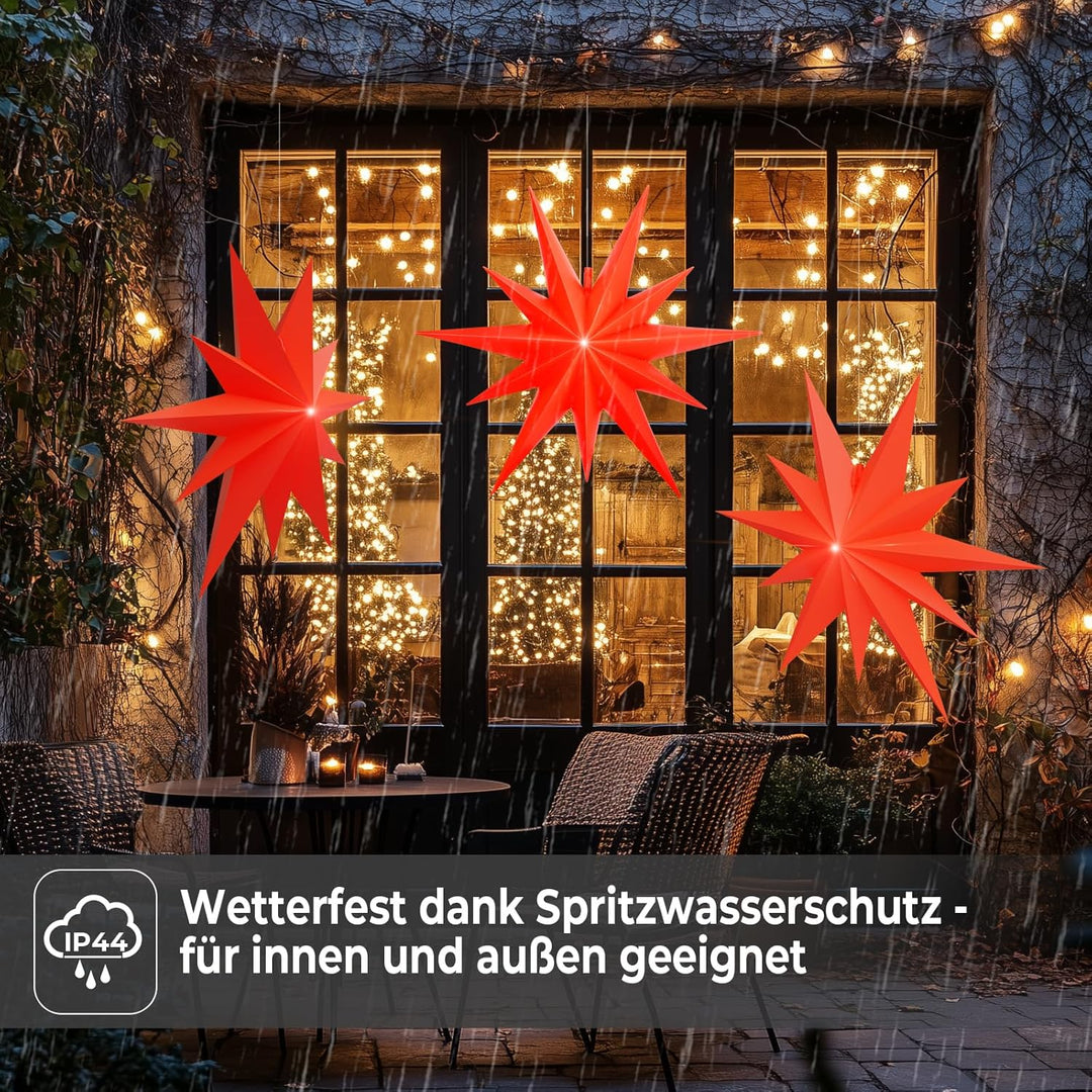 OVILUM Leuchtstern 2D XXL mit LED Beleuchtung | rot | |Ø 100cm | Stern mit 11 Spitzen | wetterfest |