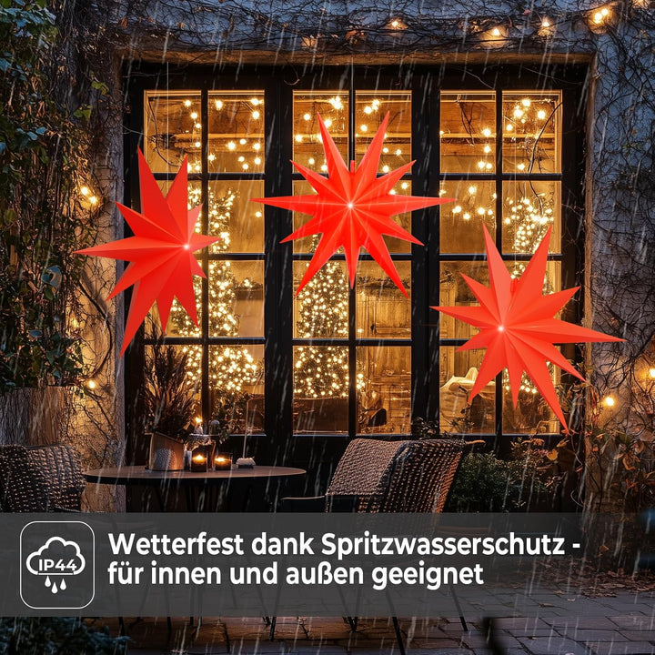 OVILUM Leuchtstern 2D XXL mit LED Beleuchtung | rot | |Ø 100cm | Stern mit 11 Spitzen | wetterfest |