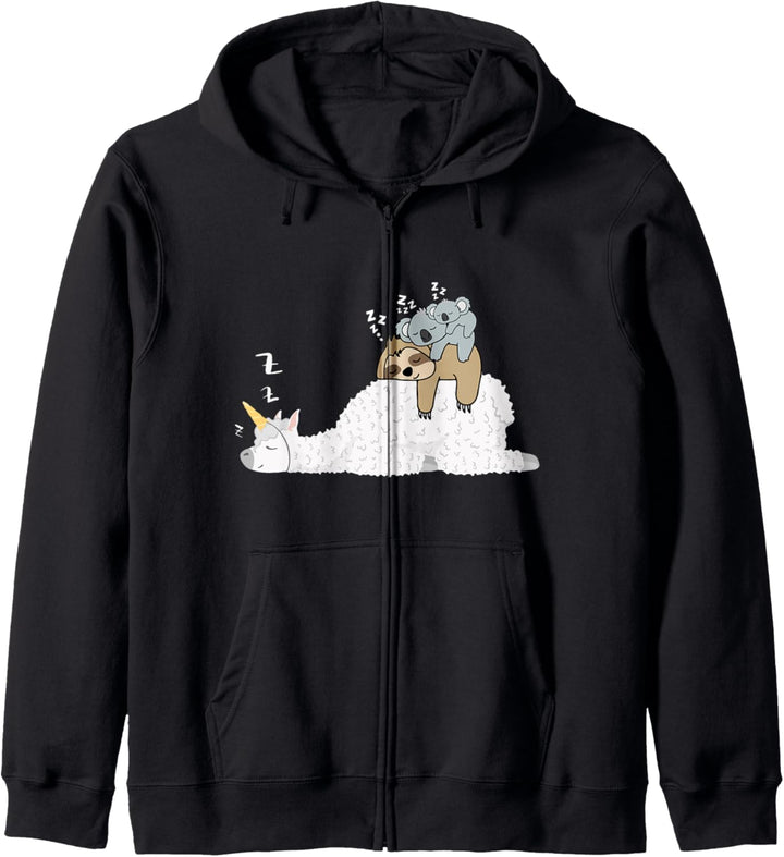 Einhorn Lama & Lazy Faultier Mit Koala Mama Bär & Baby Koala Kapuzenjacke