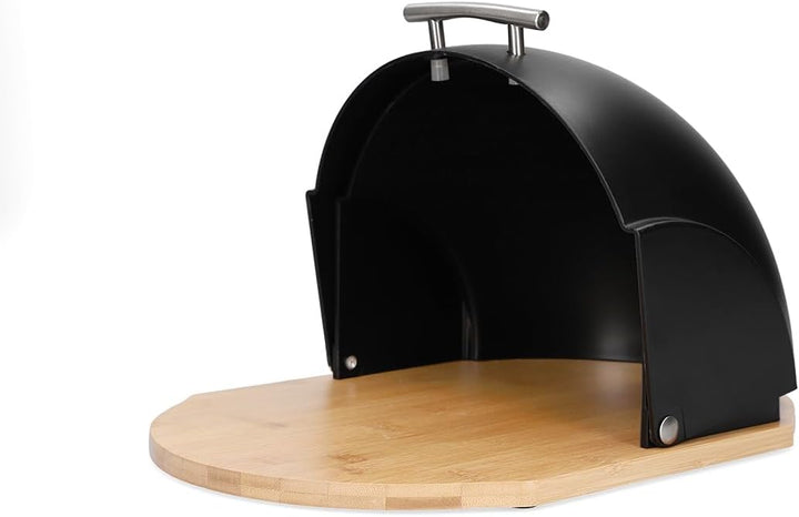 HOMLA Brotkasten Brotaufbewahrung Metall Deckel Brotaufbewahrungsbox für frische Back Darvin Schwarz