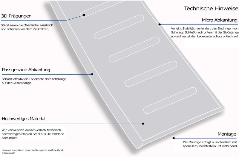 teileplus24 L563 Ladekantenschutz kompatibel mit VW Tiguan 2 und Allspace 2016-2022 V2A Edelstahl Ab