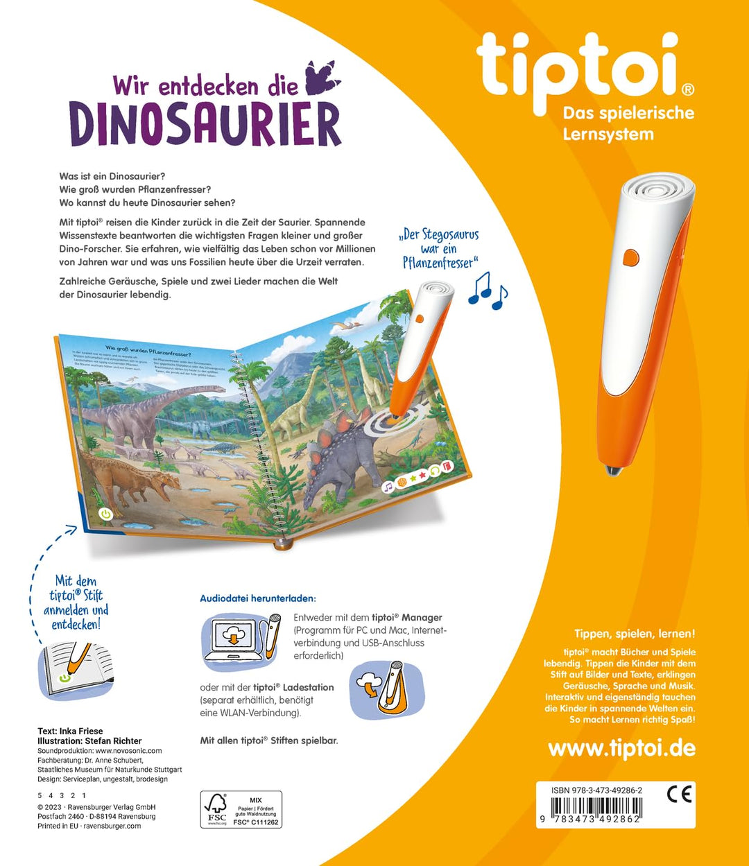 tiptoi® Wir entdecken die Dinosaurier, Dinosaurier-Buch ab 4 Jahre, Spiralbindung