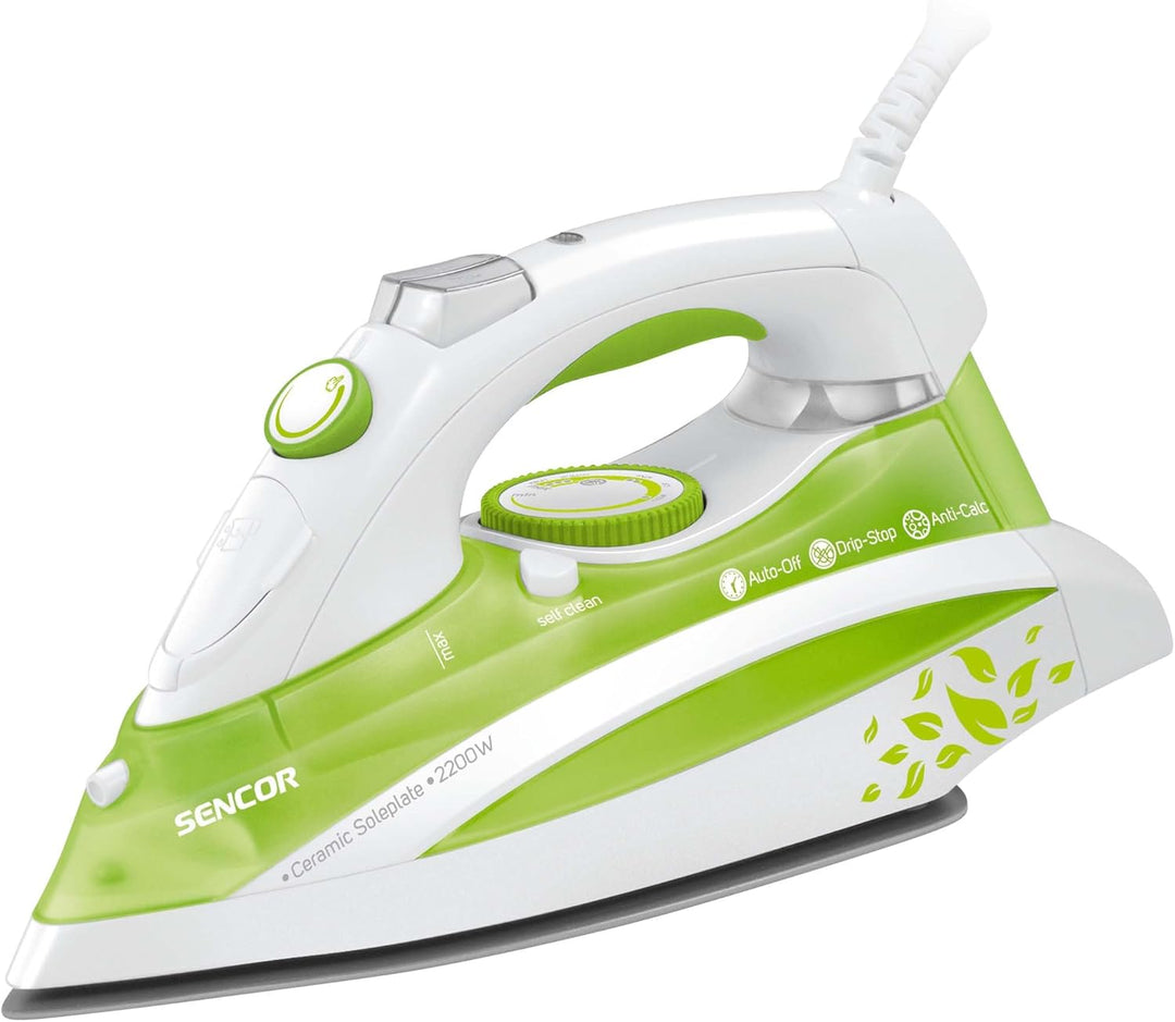 SENCOR SSI 8440GR Dampfbügeleisen (2200 Watt, Bügelfläche aus Keramik) grün, Grün