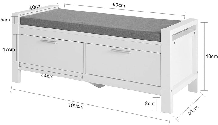 SoBuy Wandgarderobe-Set Flurset Flurmöbel Schuhbank mit Sitzfläche Flurgarderobe FSR74-W+FRG282-W