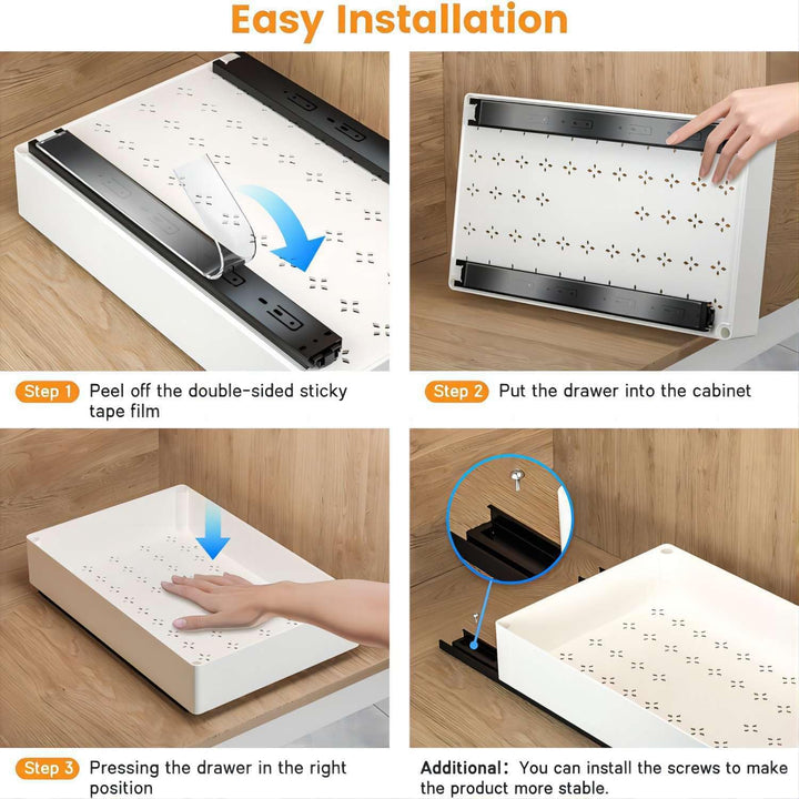 3 Grössen Ausziehbare Schublade Küche Teleskopschublade, Schubladen Organizer Küche Schrank Organize