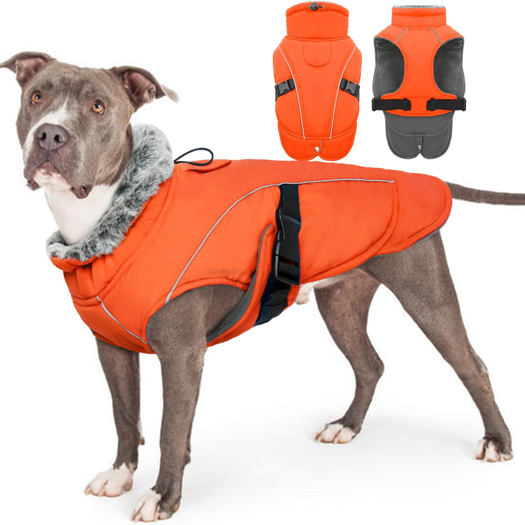 Wasserdicht Hundejacke, Warme Winterjacke Hundepullover mit Fleece Gefütterte Winterweste Haustierbe