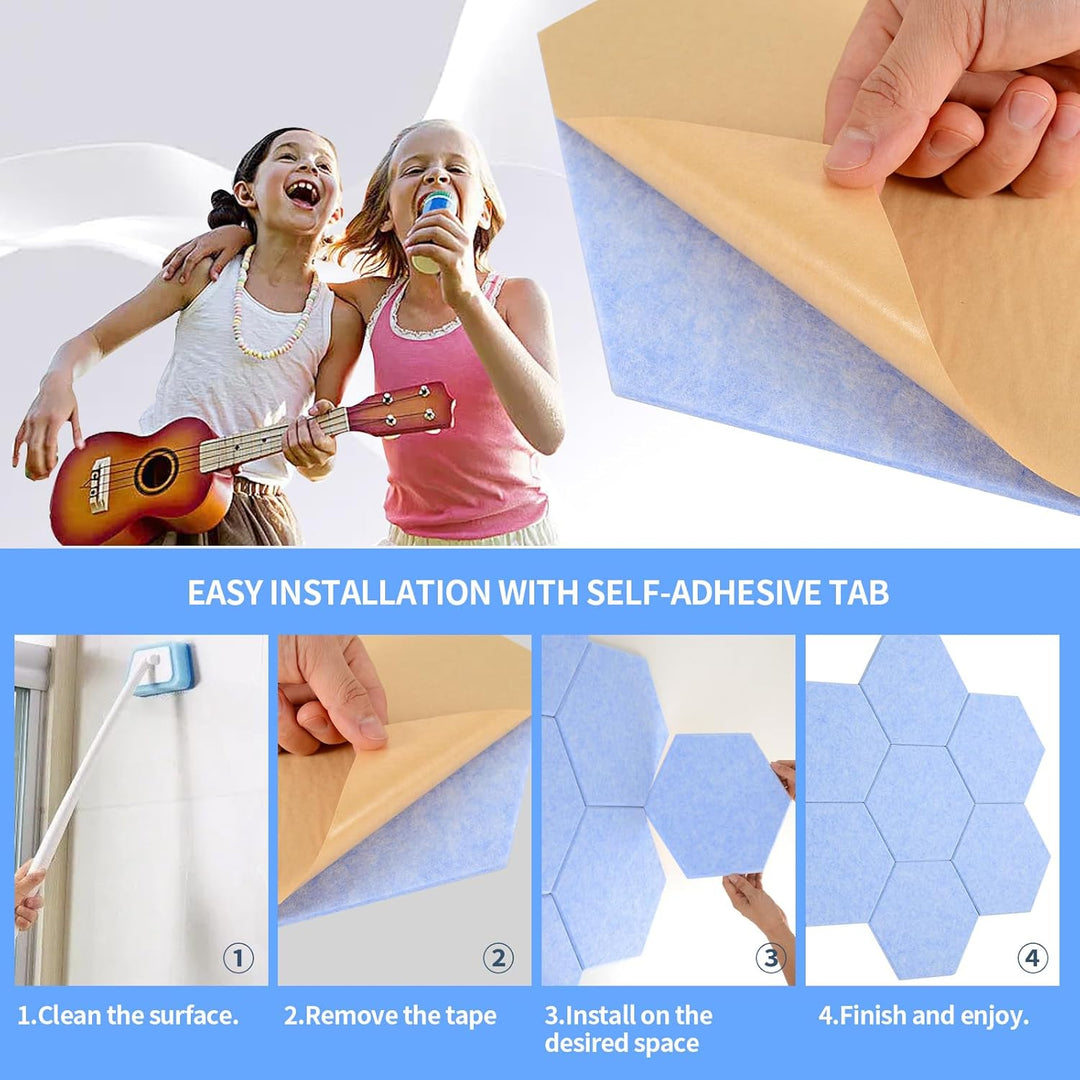 Rdutuok 12 Stück Selbstklebend Akustik Panel,30x26x1cm Hexagon Akustik Absorber Schallschutzplatten