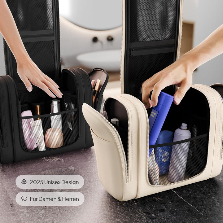 Kulturbeutel XXL [9 Liter Stauraum, Design 2025] - Kulturtasche, Kosmetiktasche Gross zum Aufhängen,
