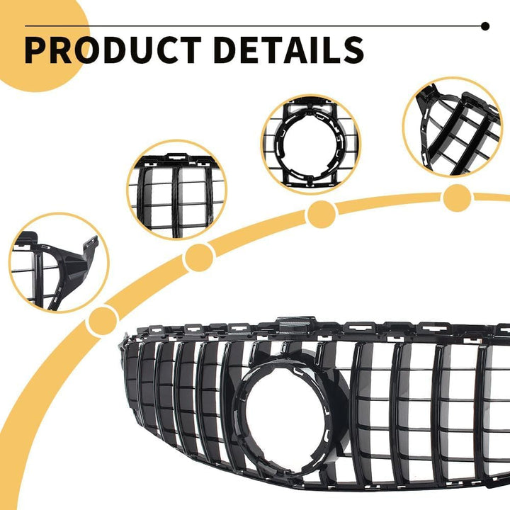 W205 Kühlergrill, GTR GT Style Frontgrill für Mercedes C-class C180 C200 C250 C300 C350 C400 2019 20