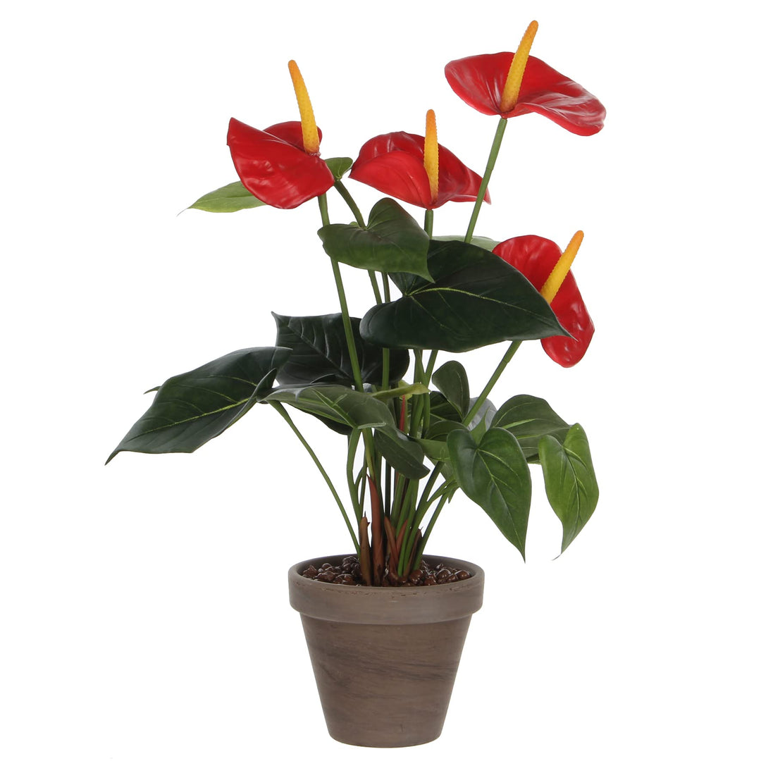 MICA Anthurium Kunstpflanze, Polyester, Rot, H 40 x Ø 30 cm