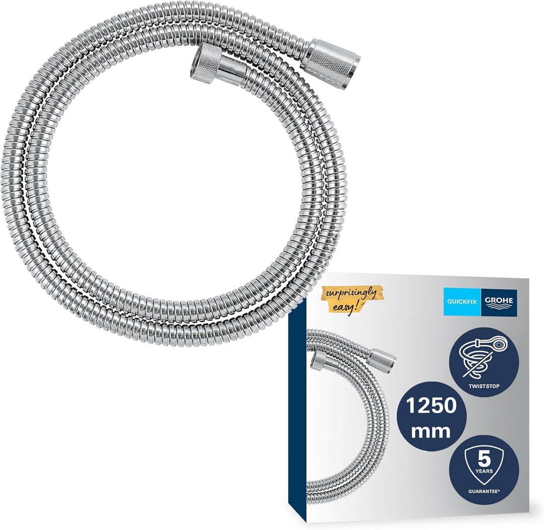 GROHE Vitalioflex, Duschschlauch aus Metall (1250 mm, verstärkte Ausführung, hitzebeständig, knickfe