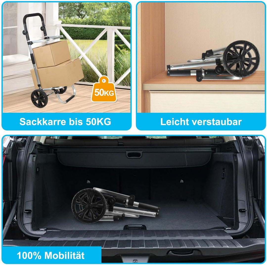 Einkaufstrolley klappbar mit Kühlfach | 50kg belastbar & Grosses Volumen | Leichter Einkaufswagen mi